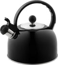Venoly 2.5 Liter Whistling Tea Kettle - Modern Stainless Steel Whistling Tea Pot for Stovetop Hot Water Boiler with Cool Grip Ergonomic Handle (Black, 2.5 Liter)