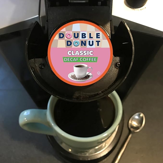 Double Donut Coffee Classic Roast Decaf Coffee, Decaf Medium Roast Coffee, Decaf Pods for Keurig K Cups Machines, Hot or Iced Single Serve Decaffeinated in Recyclable Pods, 80 Count