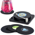 Valdivia Retro Vinyl Record Coasters with Player, 6PCS Music Coasters for Drinks, Home and Coffee Table Decor, Housewarming Gifts New Home Apartment Gifts for Music Lovers, Birthday Gifts for Men