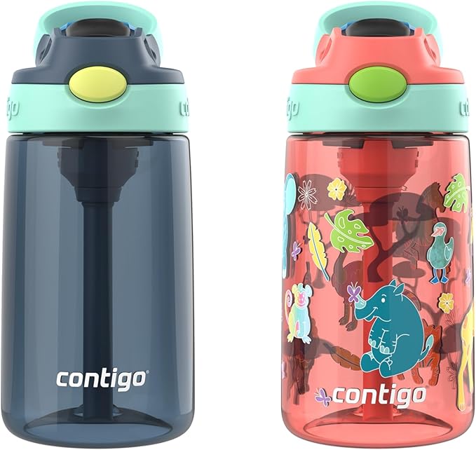 Contigo Kids Water Bottle with Redesigned AUTOSPOUT Straw, 14 oz, 2-Pack