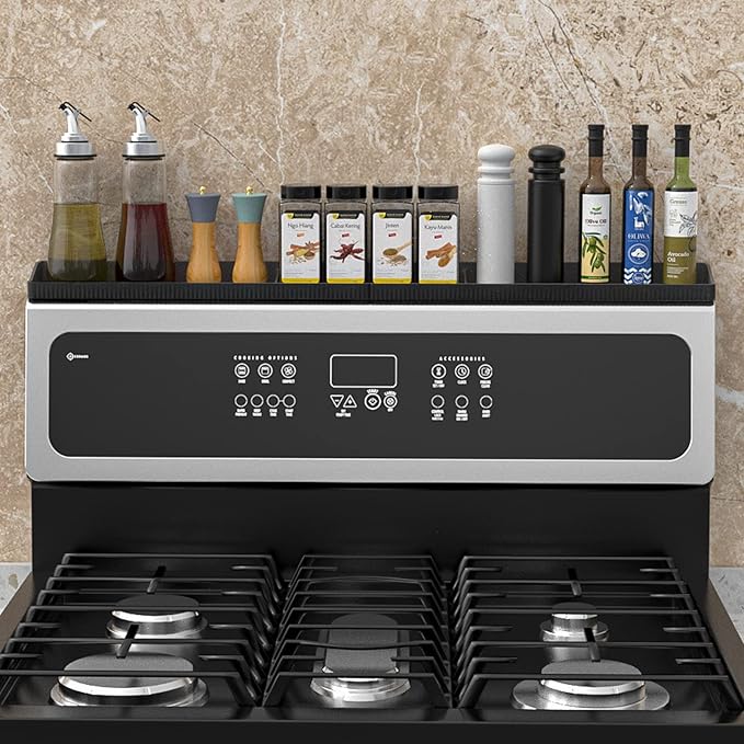 30 Inch Silicone Stove Top Shelf Magnetic for Kitchen Gadgets, Soft Flexible Strong Magnetic Heat Resistant Spice Rack Kitchen Organizer for Over Stove