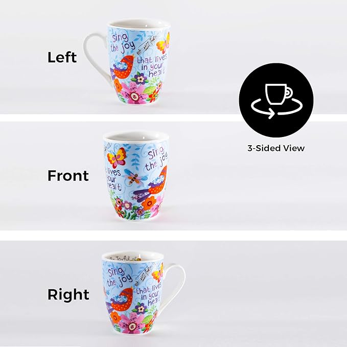 Divinity Boutique Ceramic Boxed Mugs, One Size, Sing Joy Bird (23579)