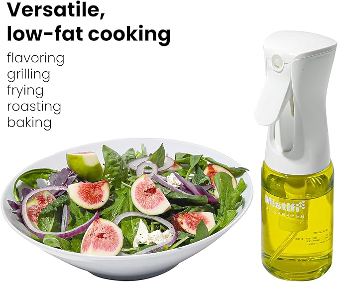 Mistifi Glass Oil Sprayer/Mister 5.1 fl oz (150ml), For Cooking Oil, Olive Oil, Soy Sauce, Vinegar, Non-Aerosol Refillable Dispenser, Spray Bottle (FS637 NaturalFood)