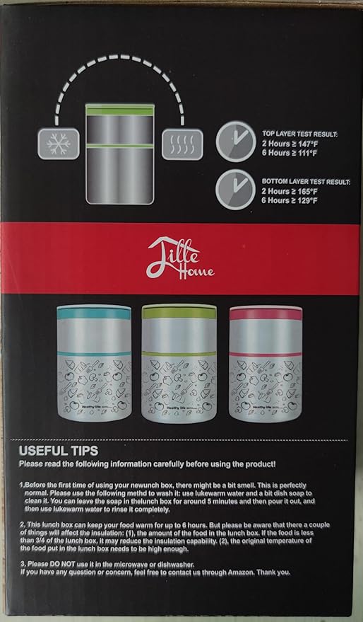Lille Home Vacuum Insulated Stackable Stainless Steel Thermal Lunch/Snack box, 2-Tier Bento/Food Container with Lunch bag, Smart Diet, Weight Control, 32 Ounces