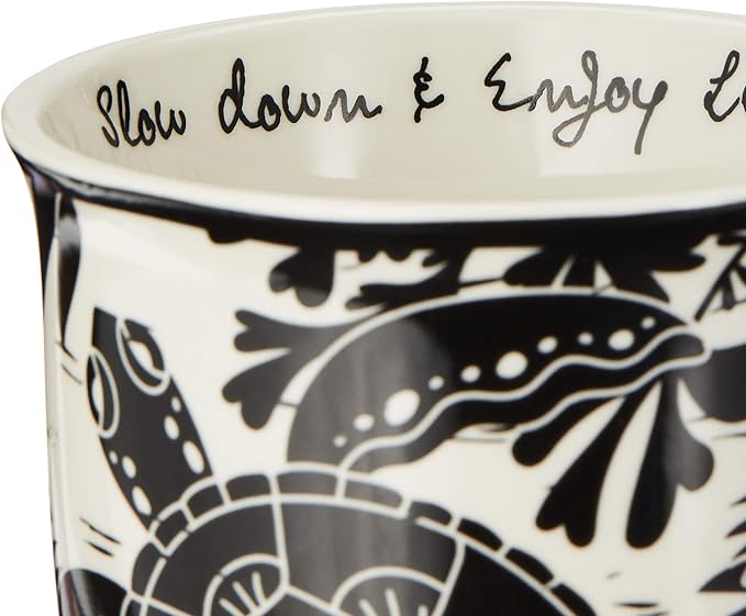 Karma Gifts 16 oz Black and White Boho Mug Sea Turtle - Cute Coffee and Tea Mug - Ceramic Coffee Mugs for Women and Men, 1 Count (Pack of 1)