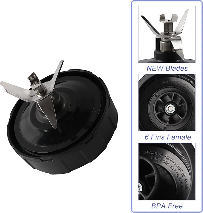 6-Fin Ninja Blender Blade Replacement parts Female Fins Blade Compatible with Ninja Auto iQ BL450 Blenders