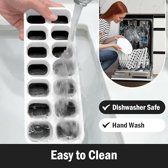 DclobTop Ice Cube Trays with Lid, 5 Pack Stackable Ice Cube Maker for Freezer with Removable Lids, BPA-Free Rectangular Mold Set, Easy-Release Plastic & Silicone Tray for Cocktail, Coffee -Black