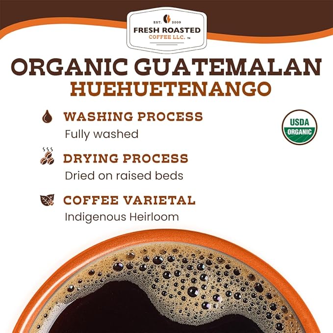 Fresh Roasted Coffee, Organic Guatemala | Single Origin, USDA Organic, Mold & Myco 3rd Party Tested, Kosher | 72 Pods for K Cup Brewers