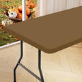 homing Rectangle Table Cloth Cover, Waterproof Polyester Elastic Fitted Tablecloth, Fits for 4 Foot Folding Tables, Washable Table Protector for Picnic, Camping, Outdoor (Brown, 24" x 48")
