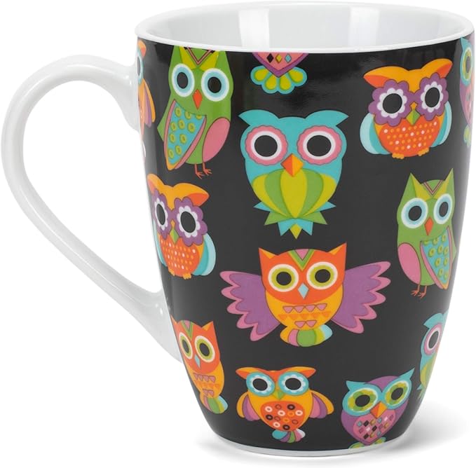 Divinity Boutique 20607 Boxed Mugs, Owl Pattern, 12 ounce