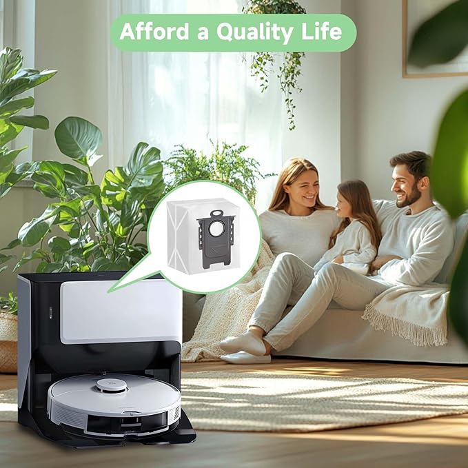 6 Pack Q5 vacuum bags for Roborock Q5 Max+, Q7 M5+, Q10 S5+, Q10 X5+, Q8 MAX+, Q7 MAX+, S7 Max Ultra, S8+ Robot Vacuum, Disposable Dirt Disposal Bags