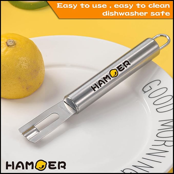 Lemon Zester Grater Channel Knife Handheld for Bar Kitchen full Stainless Steel tool set