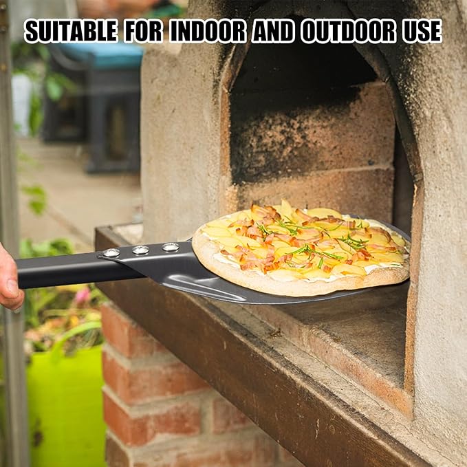 Pizza Turning Peel 6 Inch Round Anodized Aluminum Perforated Pizza Peel Turner With Metal Handle Pizza Paddle Spinner For Outdoor Pizza Oven Accessories