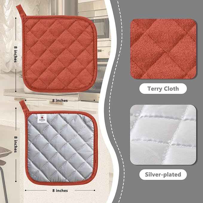 Joyhalo 5 Pack Heat Resistant Pot Holders - Terry Cloth Sets for Cooking & Baking