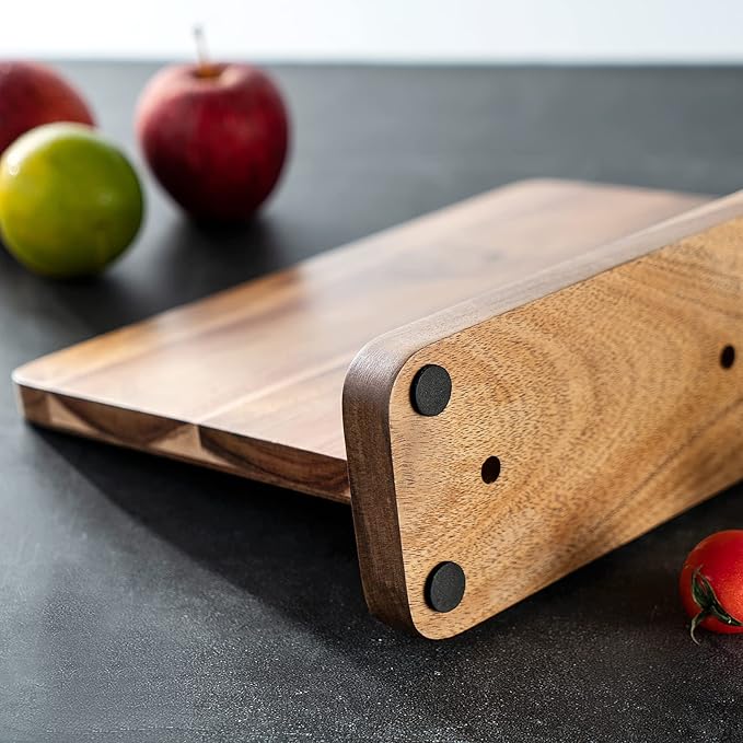 Magnetic Knife Block Kitchen Knife Holder Rack Without Knives- Natural Acacia Knife Storage Organizer with Powerful Magnets for Cutlery Display and Storage