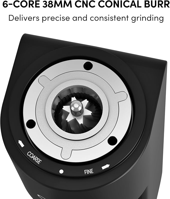 Burr Coffee Grinder,Wirsh Electric Single Dose Coffee Grinder Geimori GU38 with 38mm 6-Core Conical Burr,Stepless Adjustment for Espresso,Drip,French Press,Cold Brew,Bellows Included.