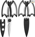 Magnetic Kitchen Scissors All Purpose 2 Pack - Halloween Bat Kitchen Shears - Heavy Duty Stainless Steel Cooking Shears for Cutting Meat, Food, Poultry - Featuring a Magnetic Protective Sheath