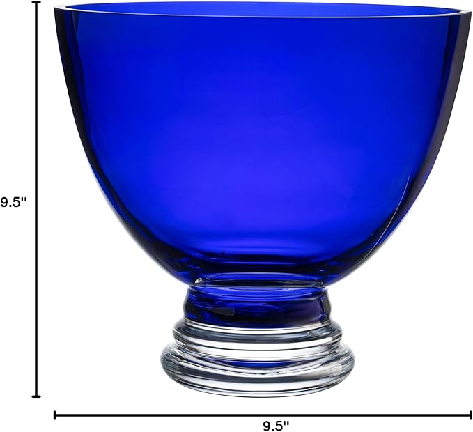 Barski Beautiful Handmade Glass Round Footed Bowl, Cobalt, 9.5" D (9.5 Inches Diameter), Made in Europe