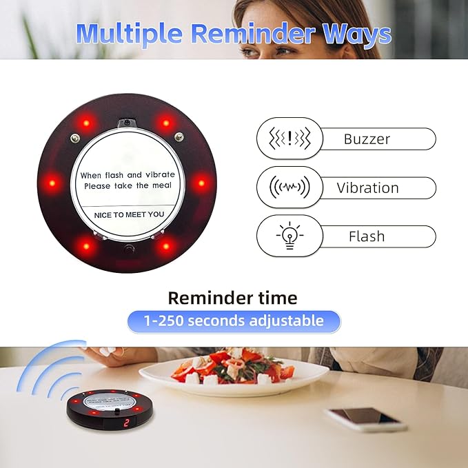Pagers for Restaurants, 24 Coaster Beeper Restaurant Buzzer System with Beeps, Vibration, Flashing, Guest Customer Queue Pagers for Food Truck, Church Nursery