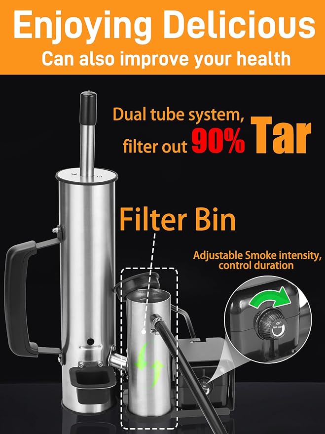 2025 Advanced Cold Smoke Generator, Tube for Pellet Smoker Upgrade, Smoker Attachment for Gas Grilling, Portable Cordless Electric, Hot or Cold Smoking: Fits Weber, Traeger, Pit Boss, East Oak ect...