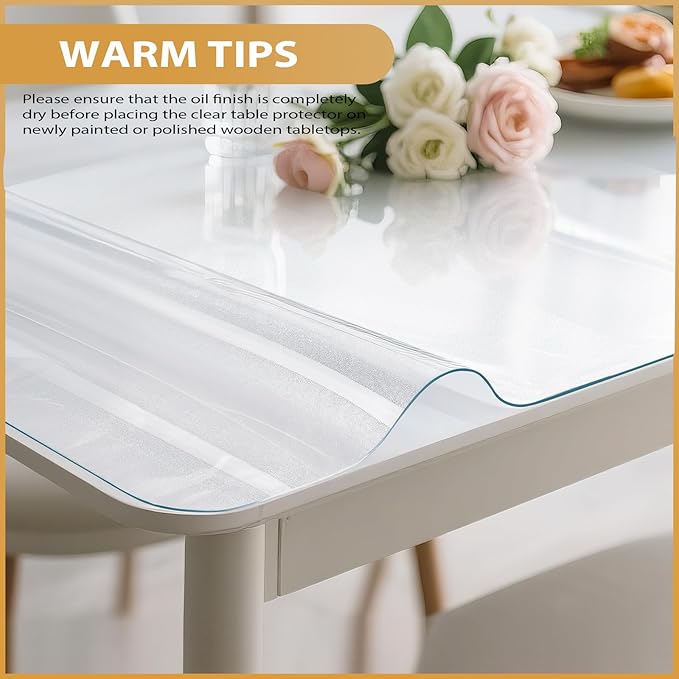 Frosted Table Protector 36 x 48 Inch, 1.4mm Thick Waterproof PVC Plastic Table Cover, Durable Table Pad for Dining Room, Kitchen, Writing Desk, and Coffee Tables