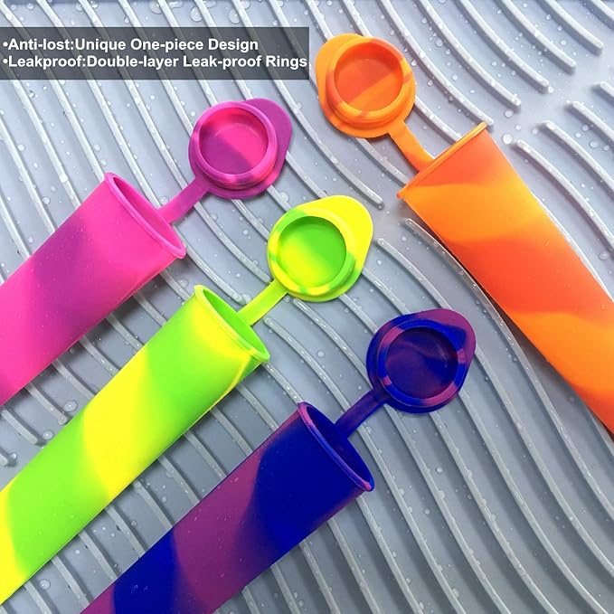 Popsicle Molds,6 Pieces Silicone Ice Pop Molds,Drip Free Popsicle Maker for Kids,BPA Free Freezer Tubes with Lids,For Snacks,Popsicle,Yogurt Sticks,Juice,Ice Candy Pops