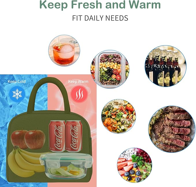 DALINDA Lunch Bag Women,Lunch Box for Women Men Reusable Insulated Lunch Tote Bag High Capacity for Travel Work Picnic