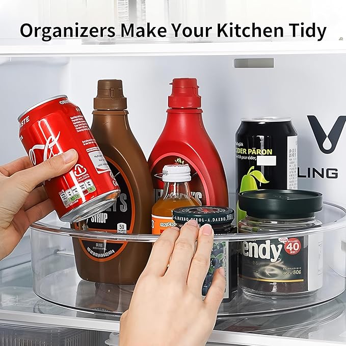 4 Pack Lazy Susan, 11.5 Inch Lazy Susan Organizer, 360 Degree Swivel, for Kitchen, Pantry, Refrigerator, Bathroom and Vanity Countertops (Clear) (4P-11.5 Inch)