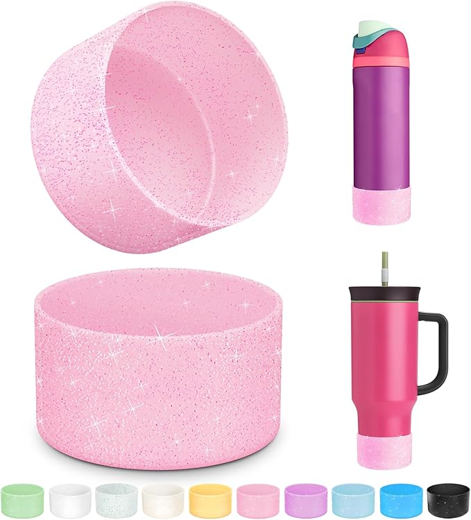 2 PCS Glitter Silicone Boot for Owala Water Bottle, Anti-Slip Protective Sleeve for FreeSip/Twist/Flip Stainless Steel Water Bottles Accessories