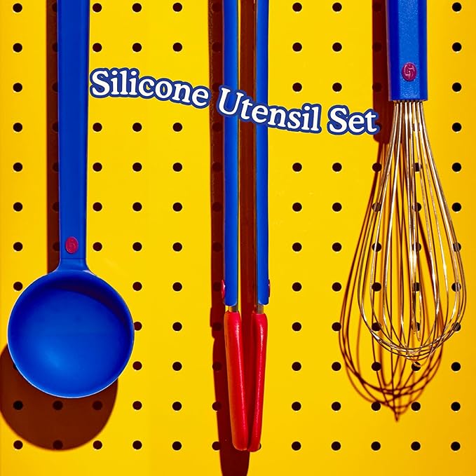 Great Jones Tool Family – 3-Piece Large Kitchen Utensil Set (Whisk, Tongs, Spoon) | BPA & BPS-Free, Heat-Resistant Cookware | Ergonomic Design & Dishwasher-Safe (Blueberry)