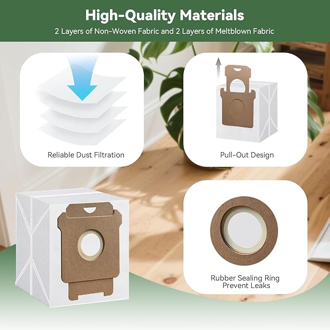 18 Pack Replacement Dust Bags for iRobot Roomba Combo 2 Essential Robot Vacuum Q0520, 104/105 Combo, Plus 405 (G181)/(G185), Max 705 Vac, Max 705 Combo, 105 Vac, Plus 504 Vac, Plus 505 Combo