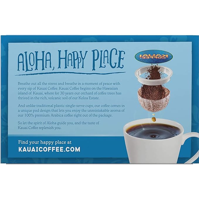 Kauai Coffee Pods Compatible with K-Cup Pods for Keurig Brewers – 20% Hawaiian Arabica – Dark Roast, Rich, Smooth, No Bitterness – Na Pali Coast, 6 Packs of 12 Single Serve Cups