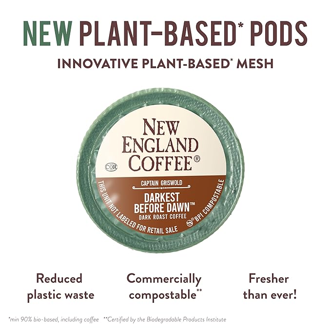 New England Coffee Darkest Before Dawn Dark Roast Single Serve Pods, 10ct Box (Pack of 1)