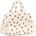 Corduroy Lunch Box Lunch Bag for Women Adults Men, Cute Strawberry Insulated Work Reusable Leakproof Simple Large Lunch Boxes Tote Bag Adults Cooler Bag, with Shoulder Strap