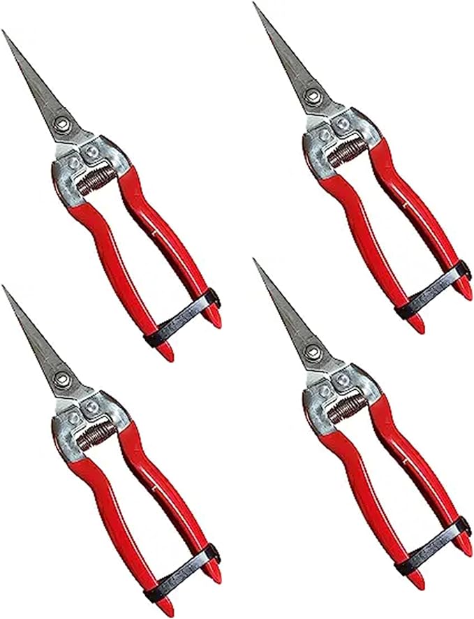 Garden Guru Straight Stainless Steel Pruner Pruning Shears Clippers Snips Sharp Bonsai Cutter Plant Trimming Scissor Straight Blade Garden Scissors Tool -Great for Roses Flowers Herbs Fruits (4 Pack)