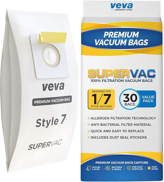 30 Pack Style 7 Vacuum Bags for Bissell Upright Vacuum Cleaner, Premium SuperVac Vacuum Bags Part # 32120