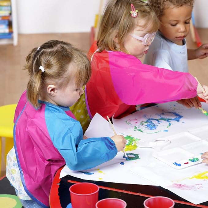CUBACO Kids Painting Apron, 2pcs Waterproof Art Smocks For Child 3-8 Years, Kids Smocks for Painting Aprons with Long Sleeve