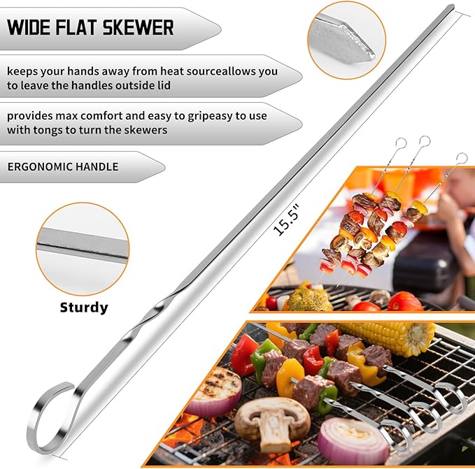 9PCS Stainless Steel Grill Accessories Set, Grilling Gifts for Men Dad Birthday Christmas, Durable BBQ Grill Tools Kit for Outdoor Grill & Camping with Portable Bag, Spatula, Tongs, Skewer & More