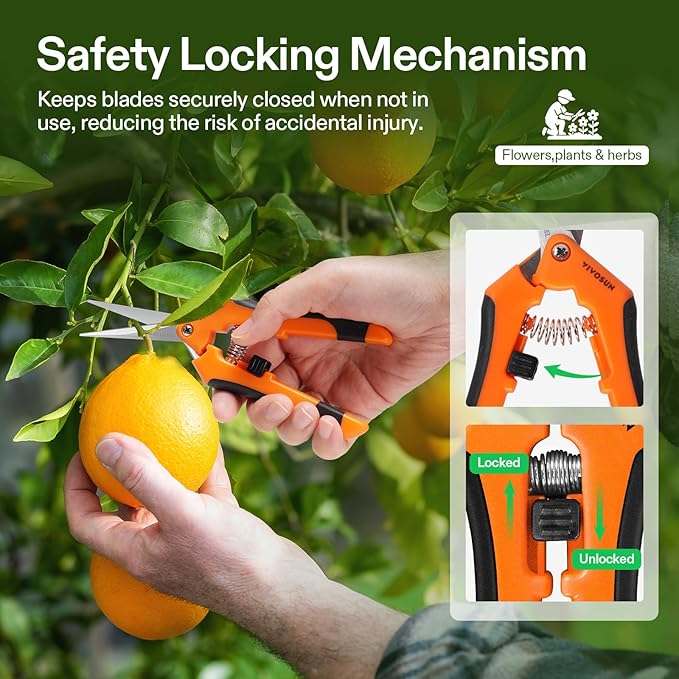 VIVOSUN 3-Pack 6.5 Inch Gardening Scissors Hand Pruner Pruning Shear with Straight Stainless Steel Blades Orange