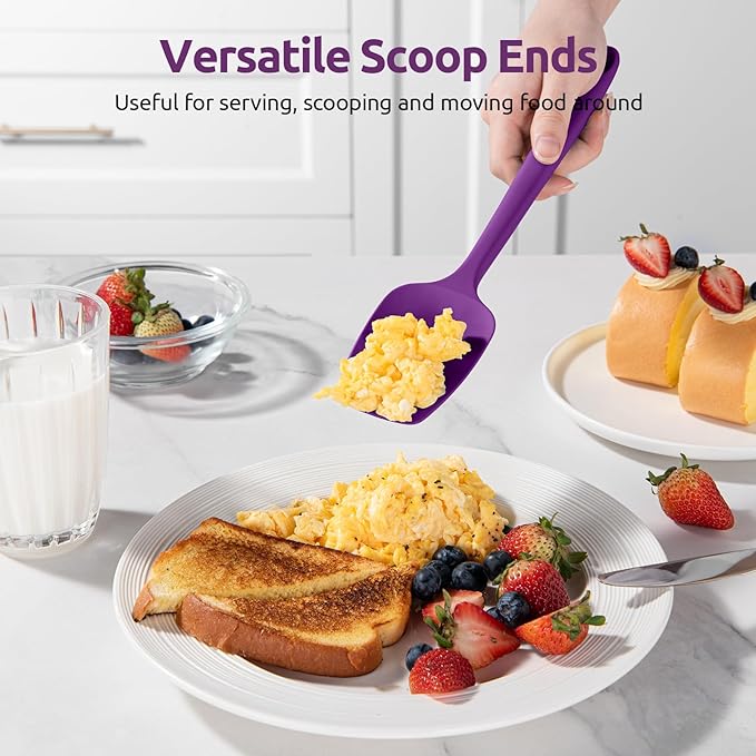 U-Taste Silicone Baking Spatula Set: 480ºF High Heat Resistant, Food Grade Flexible Rubber Kitchen Cooking Mixing Scraper, Food Grade Seamless Utensil for Nonstick Cookware Set of 3 (Purple)