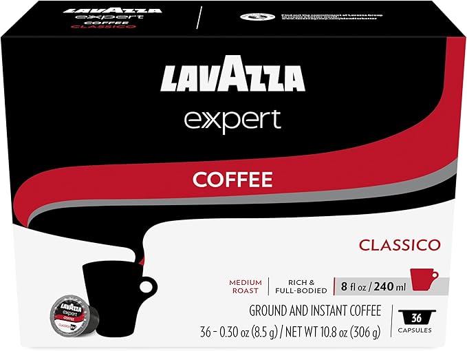 Lavazza Expert Classico Coffee Capsules, Medium Roast, Arabica and Robusta Blend, Compatible with Lavazza Classy Plus Machine (36 Capsules)
