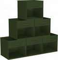 DIMJ Storage Cubes, Cube Storage Bin, 6 Pack Foldable Baskets with Window, Closet Storage Bins with Handle, 11x 11 inch Storage Cubes for Clothes, Toys, Books (Green)