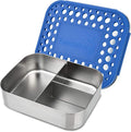 LunchBots Medium Trio II Snack Container - Divided Stainless Steel Food Container - Three Sections for Snacks On the Go - Eco-Friendly, Dishwasher Safe, BPA-Free - Stainless Lid - Blue Dots