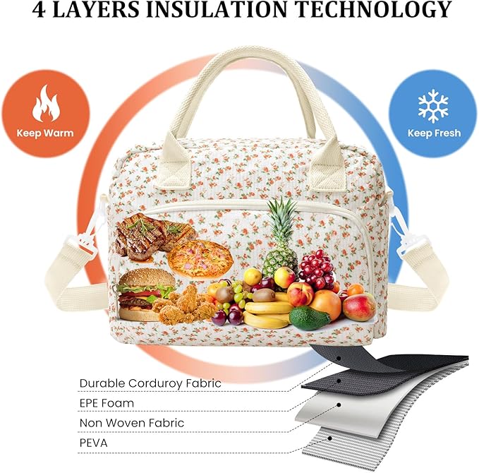 MEXS Insulated Lunch Bag for Women Men Large Reusable Lunch Box Adult Leakproof Portable Cooler Tote Bags for Work Picnic