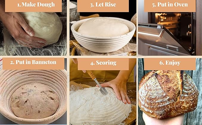 9 inch Round Banneton Bread Proofing Basket Liner SUGUS HOUSE Brotform Dough Rising Baking Bowl Dough Gifts for Bakers Proving Baskets for Sourdough
