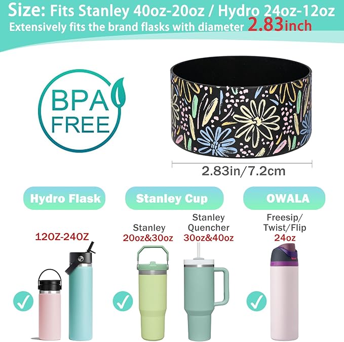 WK IEASON Protective Silicone Base Boot for Hydro Flask Mouth, Anti-Slip Silicone Sleeve Cover Bumper for Hydro Water Bottle Accessories -2.83inch Bottom Diameter