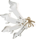 VOTUM White Dachshund Ceramic Measuring Spoon Set – Set of 4 Cute Weiner Dog Themed Kitchen Baking Tools – Gift for Dog Lovers
