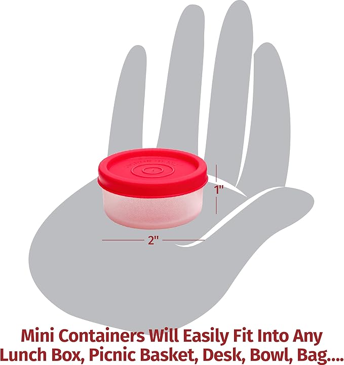 SIGNORA WARE Condiment Containers with Lids- 6 pk. 1.3 oz.Salad Dressing to go Small Food Storage Containers- Sauce Cups Leak proof Reusable Plastic BPA free for Lunch Box Picnic Travel