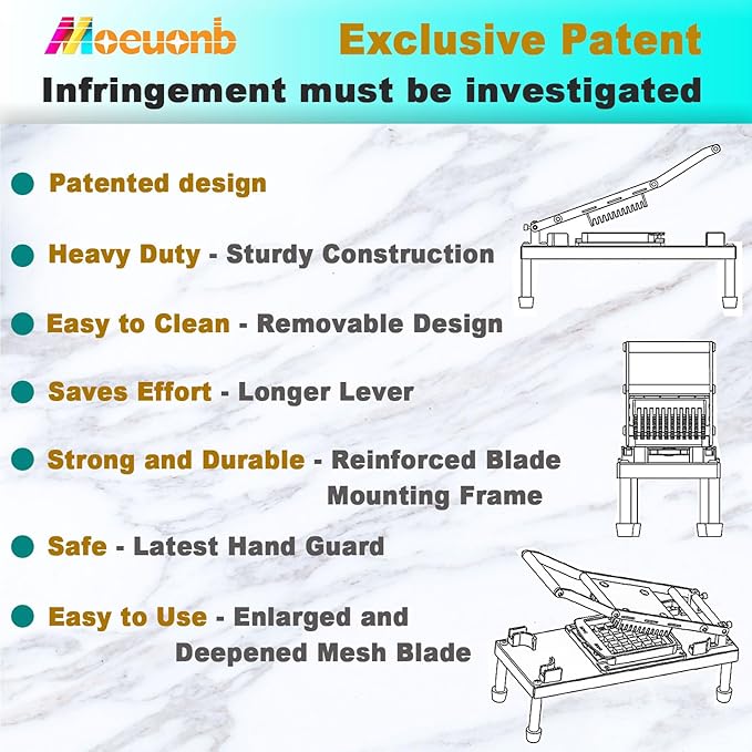 Stainless Steel Vegetable Chopper with 4 Blades - Pro Food Chopper with Container - Veggie Salad Onion Chopper - Potato Dicer - Tomato Cutter