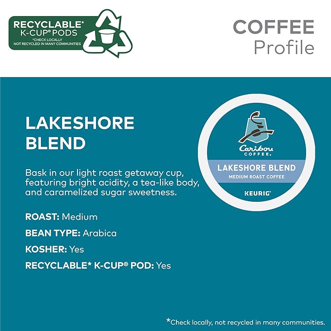 Caribou Coffee Single Serve Keurig K-Cup Pod Variety Pack, Light, Medium, and Dark Roast Coffees, 40-Count Box(Pack of 1)